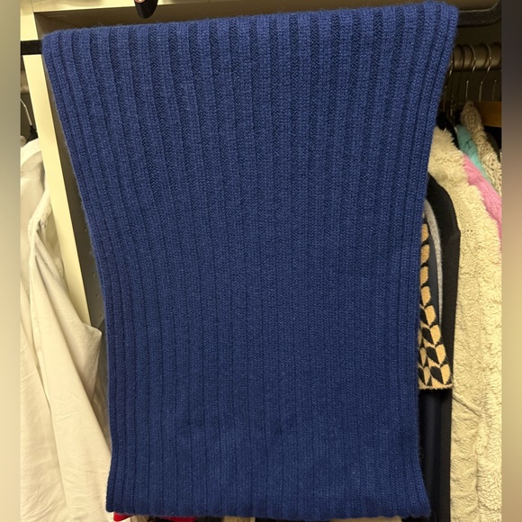 J. Crew Ribbed Blue Ribbed Cashmere Scarf - Picture 1 of 2